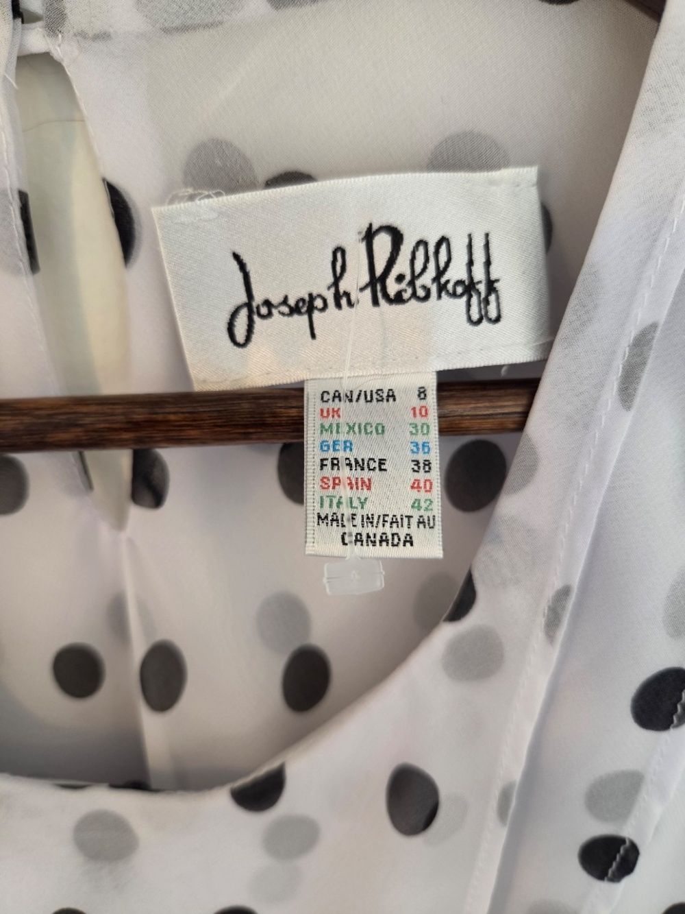 Joseph Ribkoff tank top polkadot 8 black/white tiers sleeveless wedding guest - Picture 3 of 8